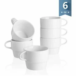 Outlet ✨ Sweese White Stackable Coffee Cups 👏 -SWEESE Salles 6 ounce stackable coffee cups white