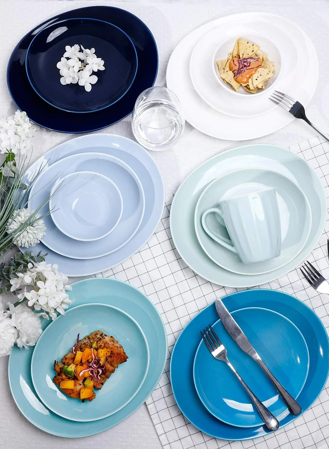 Deals π Sweese Blue Assorted Curved Porcelain Plates π 5 Deals π Sweese Blue Assorted Curved Porcelain Plates π - Image 3