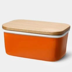 Cheap ⌛ Sweese Rectangle Butter Dish with Beech Wooden Lid 😉 -SWEESE Salles Butter Dish with Beech Wooden Lid Orange fc4b83ad 1bec 4686 8823 c8f38a1dfa14