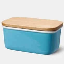 Cheap ⌛ Sweese Rectangle Butter Dish with Beech Wooden Lid 😉 -SWEESE Salles Butter Dish with Beech Wooden Lid Steel Blue 1024x1024 7453f36d eb74 4556 9330 625447752b4a