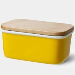 Cheap ⌛ Sweese Rectangle Butter Dish with Beech Wooden Lid 😉 -SWEESE Salles Butter Dish with Beech Wooden Lid Yellow 794d1ea4 3a58 420d a4e8 294493a1a735