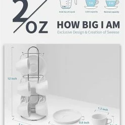 Deals 🎉 Sweese Porcelain Espresso Cups with Saucers and Metal Stand 🎉 -SWEESE Salles EspressoCupswithSaucers 2