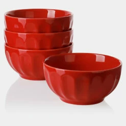 Top 10 🥰 Sweese Red Porcelain Fluted Bowls, Set of 4 😉