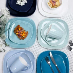 Promo 🧨 Sweese Blue Assorted Square Porcelain Plates 🎉 -SWEESE Salles Square dinner plate set 6 blue series ad791387 785c 48cc aa21 d043d5ee7911