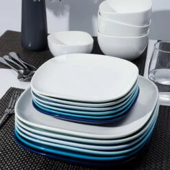 Promo 🧨 Sweese Blue Assorted Square Porcelain Plates 🎉 -SWEESE Salles Square dinner plate set 6 blue series d4e4e4c0 7d97 4c4f 8d73 998dd81a3f6c