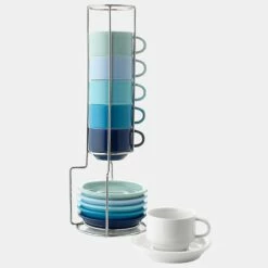 Flash Sale 🥰 Sweese 2.5 Ounce Porcelain Espresso Cups with Rack 😉 -SWEESE Salles coffee cup set with stand blue series 1024x1024 11a30793 3795 48c8 8e74 9864c734b65f