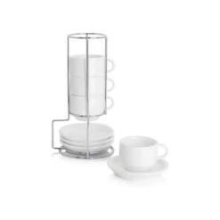Best Sale 😍 Sweese Stackable Coffee Cups with Saucers and Metal Stand ⭐