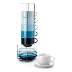 Best reviews of 👍 Sweese Porcelain Stackable Coffee Cups with Saucers and Metal Stand 😉 -SWEESE Salles coffeecupswithsaucersandstand 1