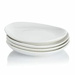 Deals ⌛ Sweese White Curved Porcelain Plates 🤩 -SWEESE Salles dessertplatessetof4white
