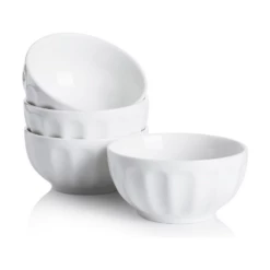 Discount 🎁 Sweese White Fluted Porcelain Bowls, Set of 6 ⭐ -SWEESE Salles flutedbolws