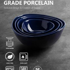 Budget 🥰 Sweese Navy Curved Porcelain Bowls ✔️ -SWEESE Salles nestingbowlssetnavysize